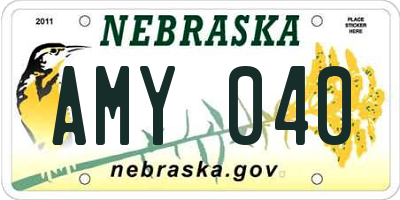 NE license plate AMY040