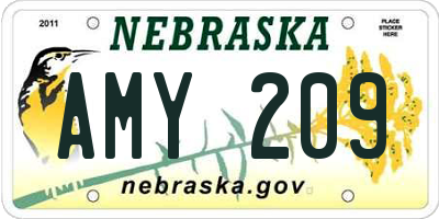 NE license plate AMY209