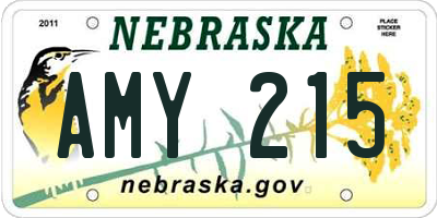 NE license plate AMY215