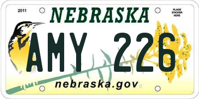 NE license plate AMY226