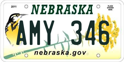 NE license plate AMY346