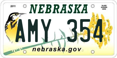 NE license plate AMY354
