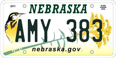 NE license plate AMY383