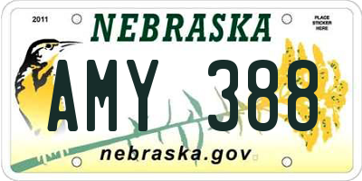 NE license plate AMY388