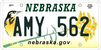 NE license plate AMY562