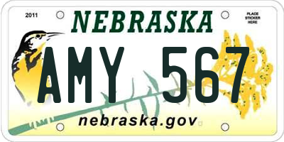 NE license plate AMY567