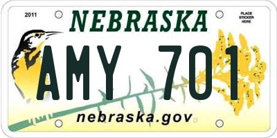 NE license plate AMY701