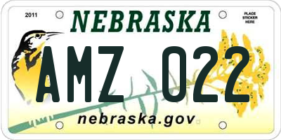 NE license plate AMZ022