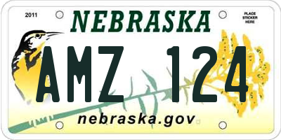 NE license plate AMZ124