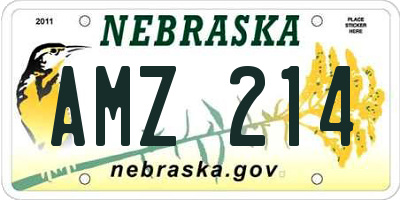 NE license plate AMZ214