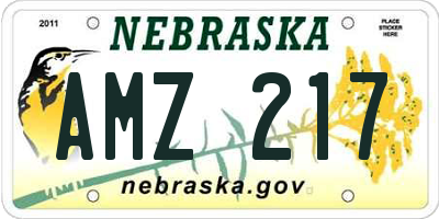 NE license plate AMZ217