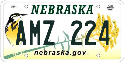 NE license plate AMZ224