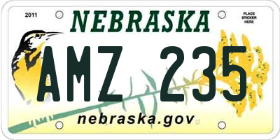 NE license plate AMZ235