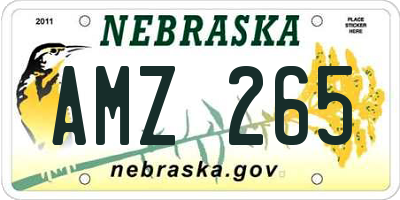 NE license plate AMZ265