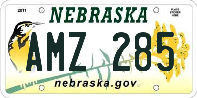 NE license plate AMZ285