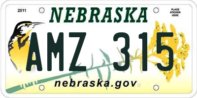 NE license plate AMZ315