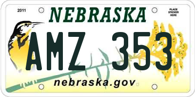 NE license plate AMZ353