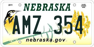 NE license plate AMZ354