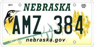 NE license plate AMZ384