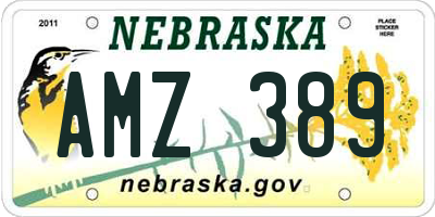 NE license plate AMZ389