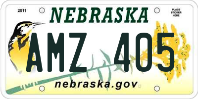 NE license plate AMZ405