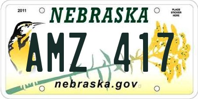 NE license plate AMZ417