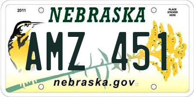 NE license plate AMZ451