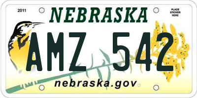 NE license plate AMZ542