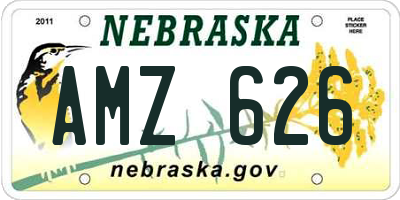 NE license plate AMZ626