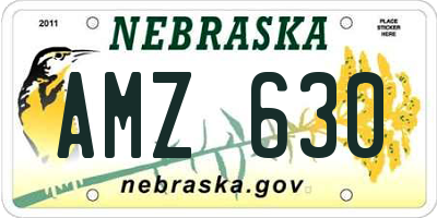 NE license plate AMZ630