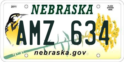 NE license plate AMZ634