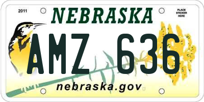 NE license plate AMZ636