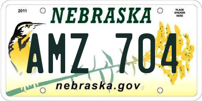 NE license plate AMZ704