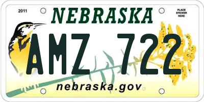 NE license plate AMZ722