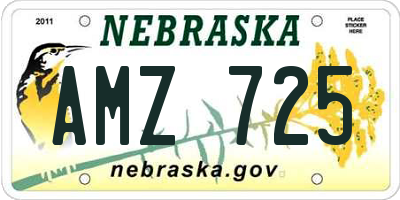 NE license plate AMZ725
