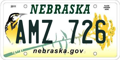 NE license plate AMZ726