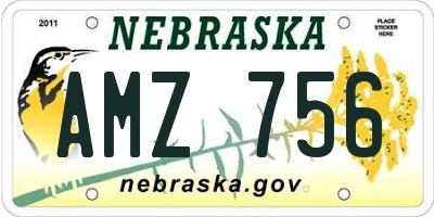 NE license plate AMZ756