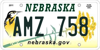 NE license plate AMZ758