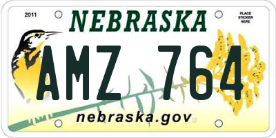 NE license plate AMZ764