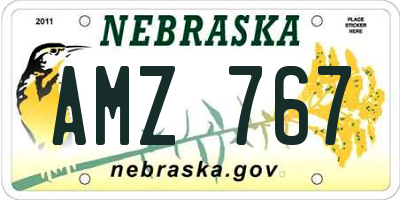 NE license plate AMZ767