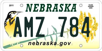 NE license plate AMZ784