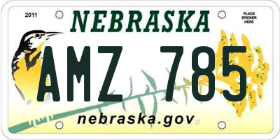 NE license plate AMZ785