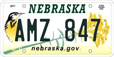 NE license plate AMZ847