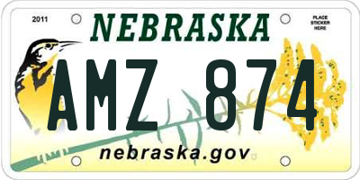 NE license plate AMZ874