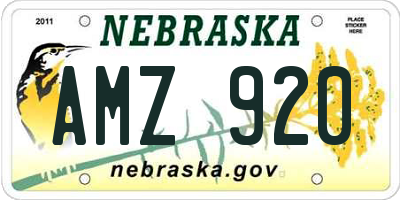 NE license plate AMZ920
