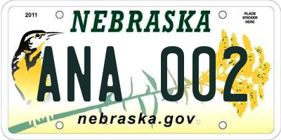 NE license plate ANA002