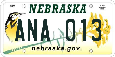 NE license plate ANA013