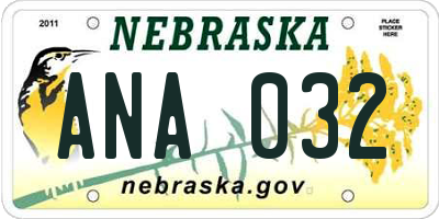 NE license plate ANA032