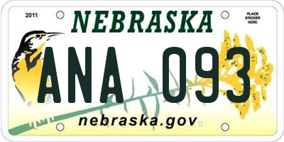 NE license plate ANA093
