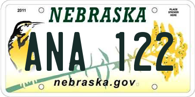 NE license plate ANA122